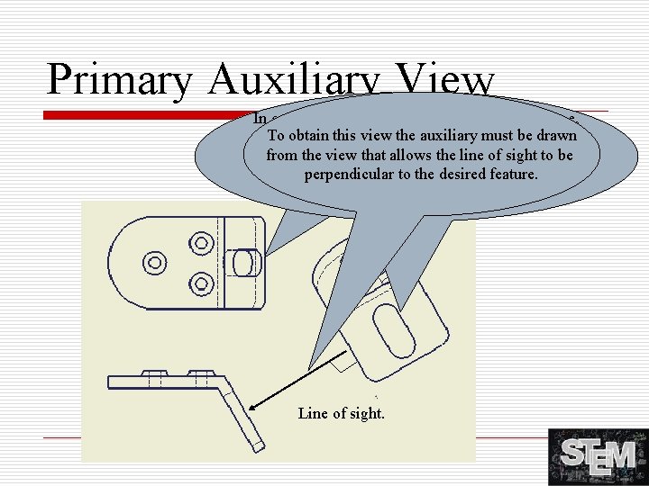 Primary Auxiliary View In order to see a feature in it’s true size and