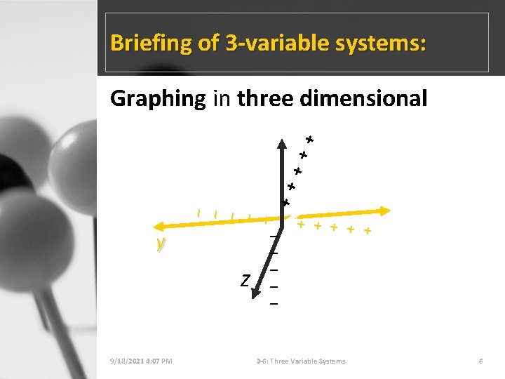 Briefing of 3 -variable systems: + + + – – – + + +
