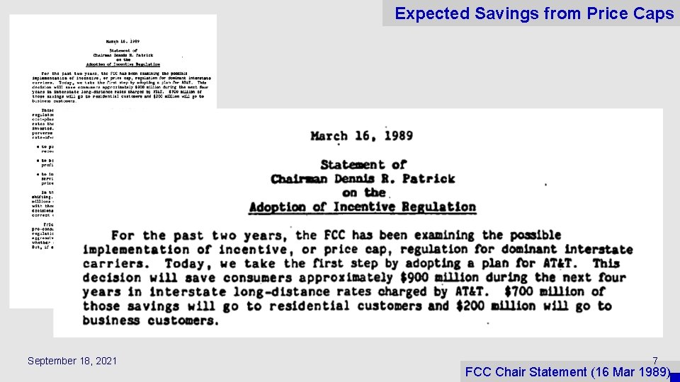 Expected Savings from Price Caps September 18, 2021 7 FCC Chair Statement (16 Mar