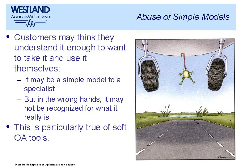 Abuse of Simple Models • • Customers may think they understand it enough to