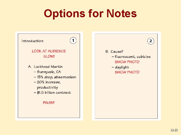Options for Notes 12 -23 