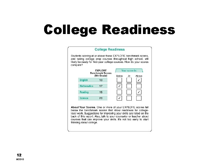 College Readiness 12 9/2010 