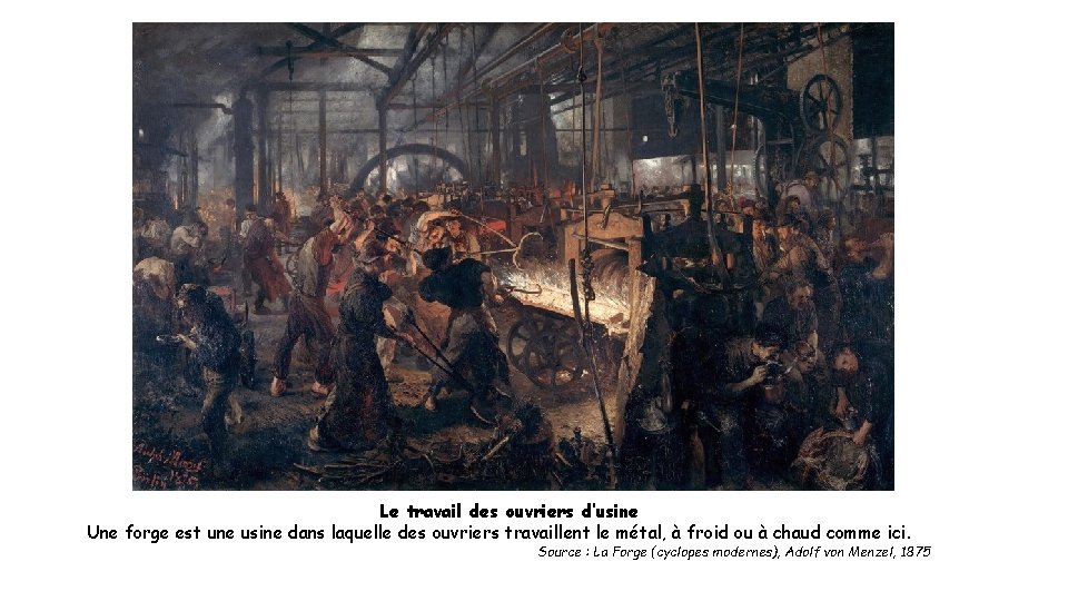 Le travail des ouvriers d’usine Une forge est une usine dans laquelle des ouvriers