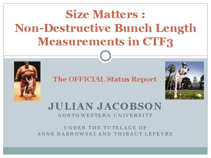 Size Matters : Non-Destructive Bunch Length Measurements in CTF 3 The OFFICIAL Status Report