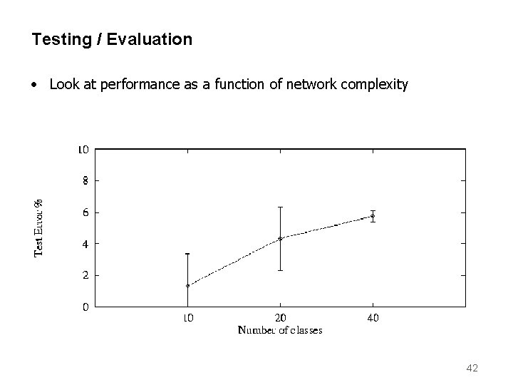 Testing / Evaluation • Look at performance as a function of network complexity 42
