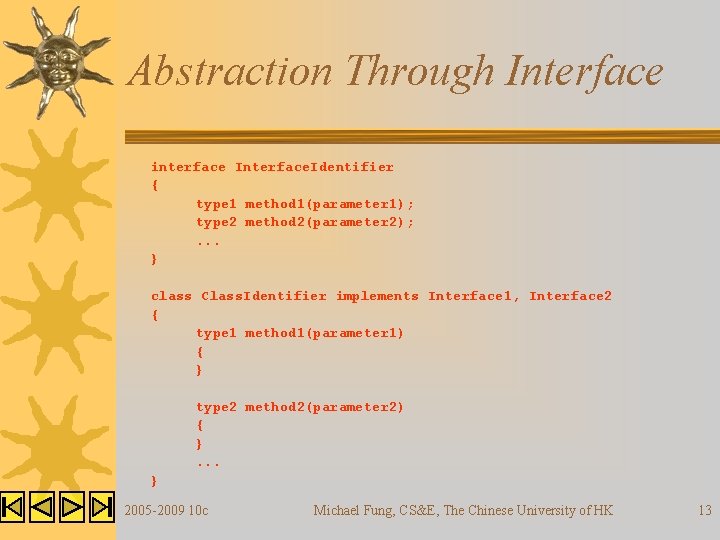 Abstraction Through Interface interface Interface. Identifier { type 1 method 1(parameter 1); type 2 Abstraction Through Interface interface Interface. Identifier { type 1 method 1(parameter 1); type 2