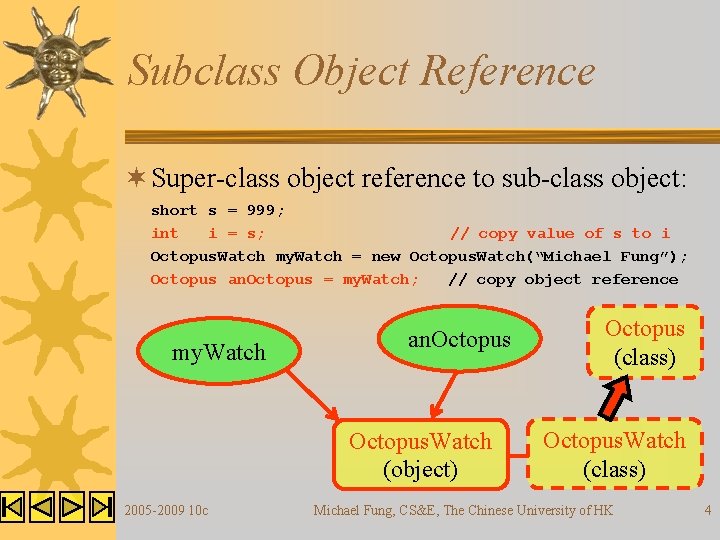 Subclass Object Reference ¬ Super-class object reference to sub-class object: short s = 999; Subclass Object Reference ¬ Super-class object reference to sub-class object: short s = 999;