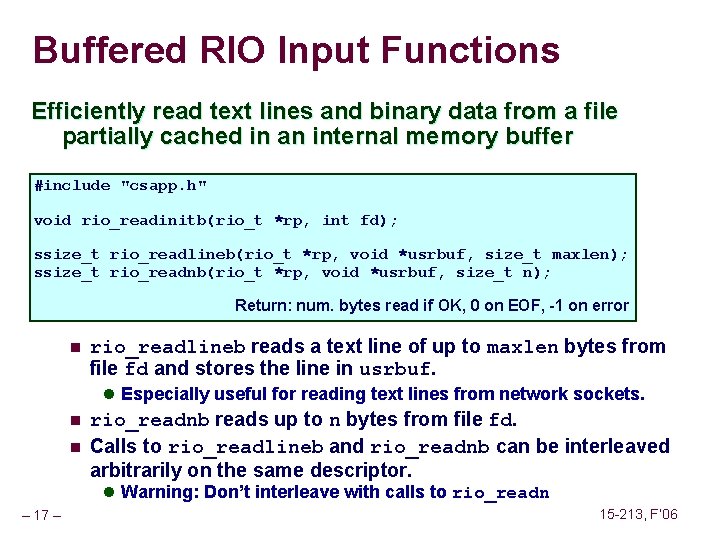 Buffered RIO Input Functions Efficiently read text lines and binary data from a file