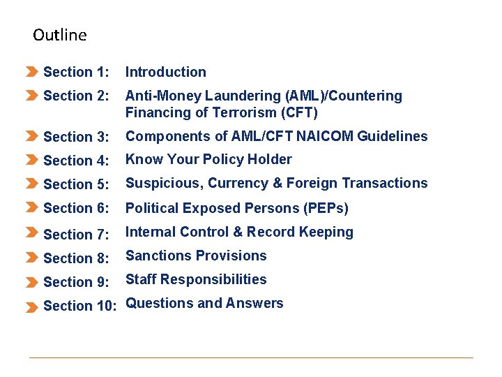 Outline Section 1: Introduction Section 2: Anti-Money Laundering (AML)/Countering Financing of Terrorism (CFT) Section