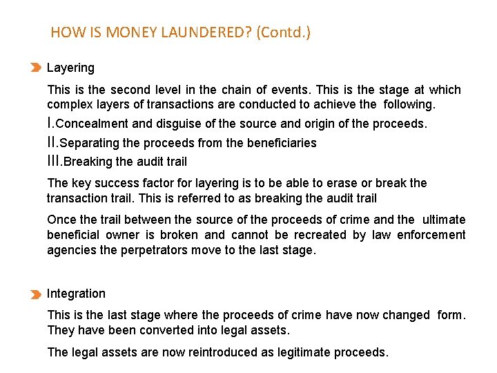 HOW IS MONEY LAUNDERED? (Contd. ) Layering This is the second level in the