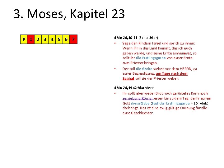 3. Moses, Kapitel 23 P 1 2 3 4 5 6 7 3 Mo