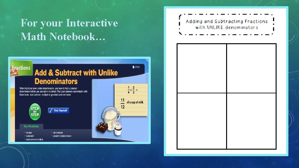 For your Interactive Math Notebook… 
