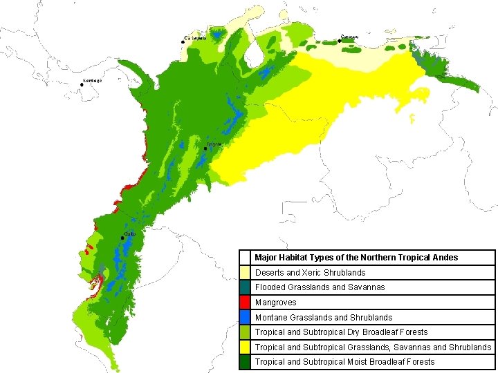 Major Habitat Types of the Northern Tropical Andes Deserts and Xeric Shrublands Flooded Grasslands