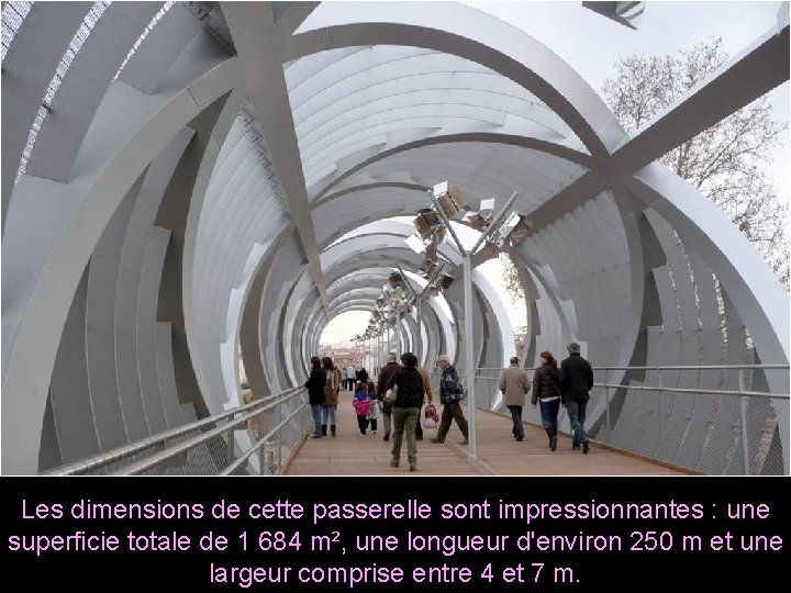 Les dimensions de cette passerelle sont impressionnantes : une superficie totale de 1 684