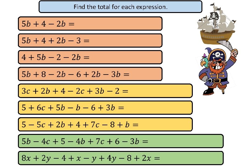 Find the total for each expression. 