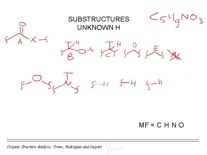 SUBSTRUCTURES UNKNOWN H MF = C H N O Organic Structure Analysis, Crews, Rodriguez