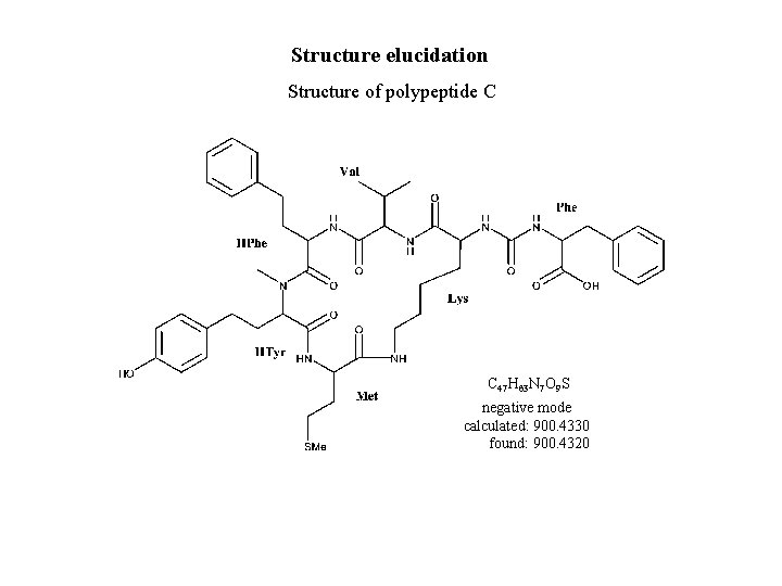 Structure elucidation Structure of polypeptide C C 47 H 63 N 7 O 9