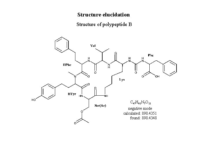 Structure elucidation Structure of polypeptide B C 47 H 61 N 7 O 11
