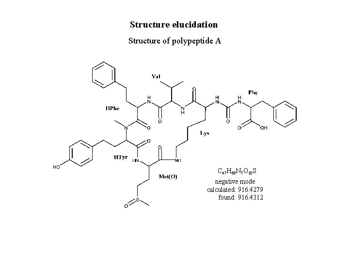 Structure elucidation Structure of polypeptide A C 47 H 63 N 7 O 10