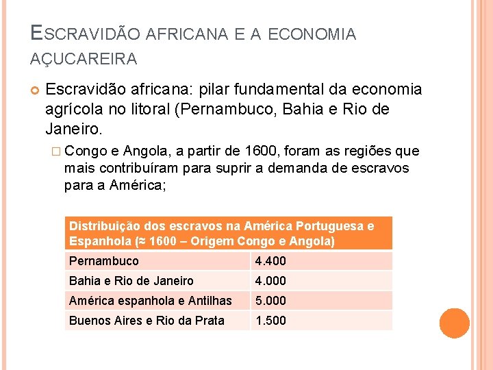 ESCRAVIDÃO AFRICANA E A ECONOMIA AÇUCAREIRA Escravidão africana: pilar fundamental da economia agrícola no