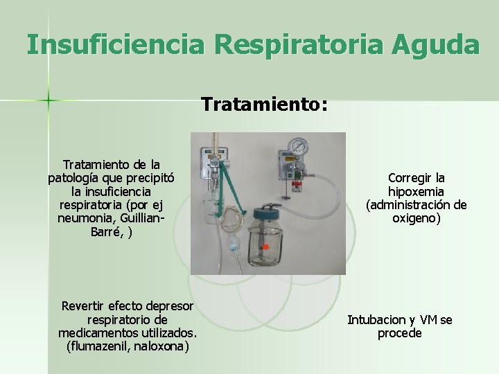 Insuficiencia Respiratoria Aguda Tratamiento: Tratamiento de la patología que precipitó la insuficiencia respiratoria (por