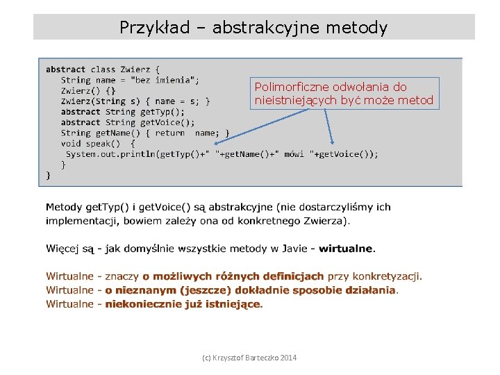 Interfejsy c Krzysztof Barteczko 2014 Metody i klasy