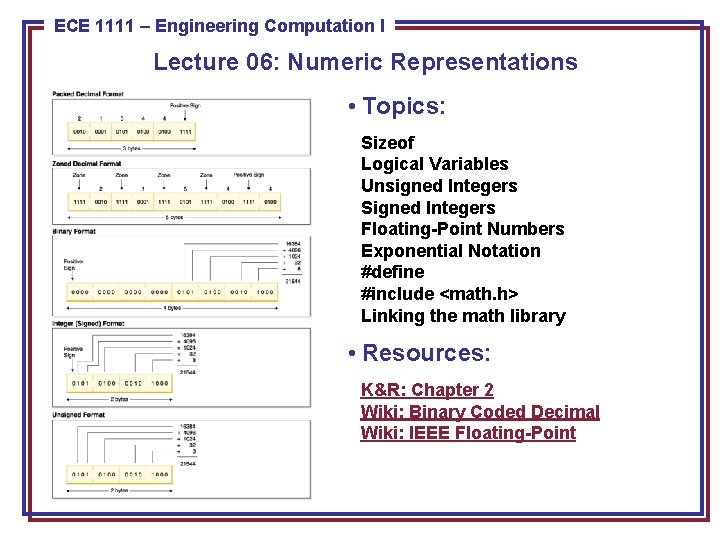ECE 1111 Engineering Computation I Lecture 06 Numeric