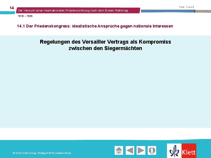 14 Folie 1 von 5 Der Versuch einer internationalen Friedensordnung nach dem Ersten Weltkrieg