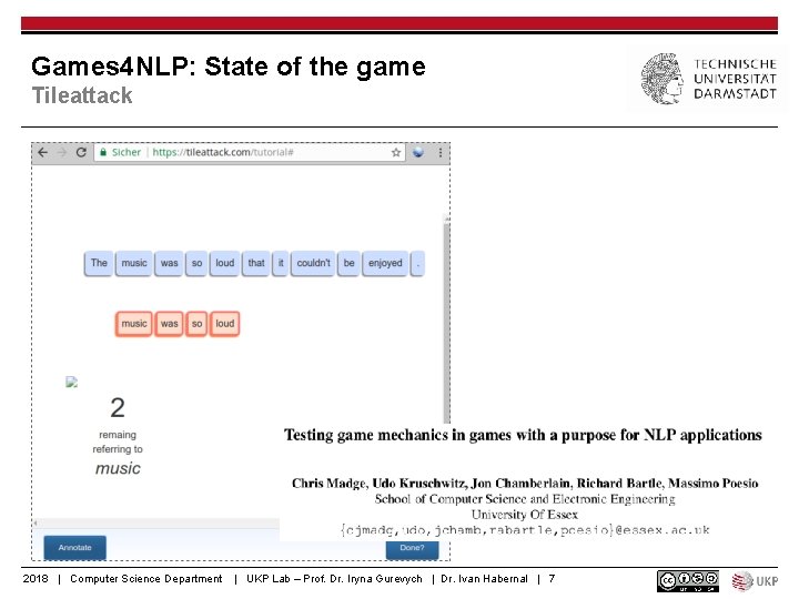 Games 4 NLP: State of the game Tileattack 2018 | Computer Science Department |