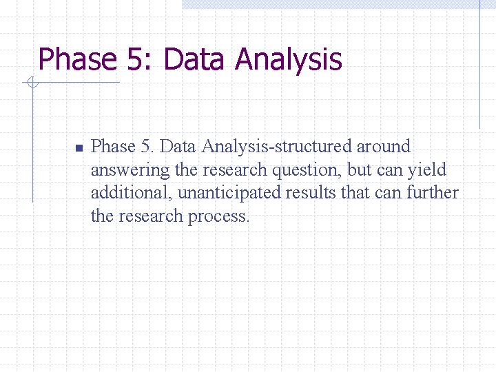 Phase 5: Data Analysis n Phase 5. Data Analysis-structured around answering the research question,