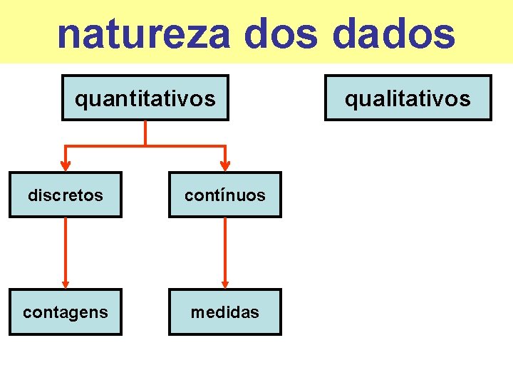 natureza dos dados quantitativos discretos contínuos contagens medidas qualitativos 