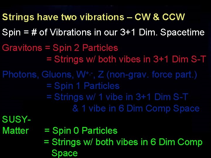 Strings have two vibrations – CW & CCW Spin = # of Vibrations in Strings have two vibrations – CW & CCW Spin = # of Vibrations in