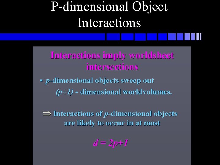 P-dimensional Object Interactions P-dimensional Object Interactions