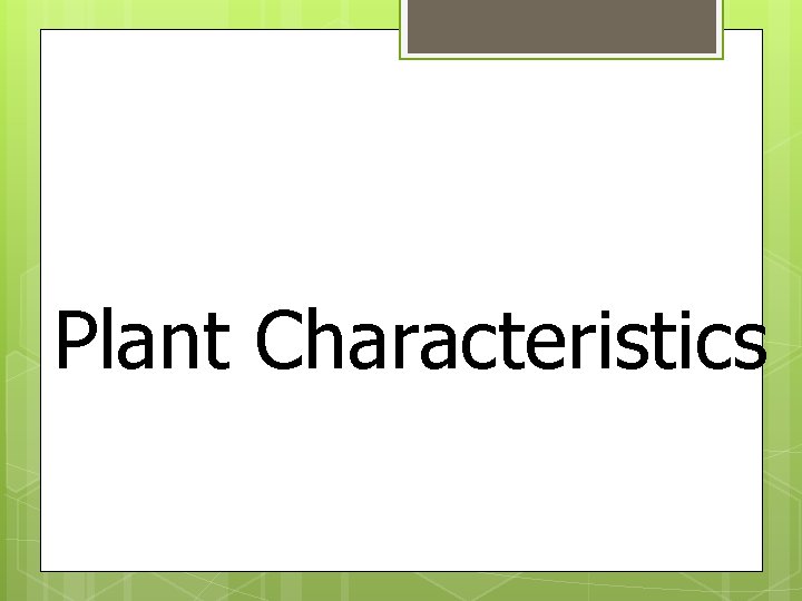 Plant Characteristics 