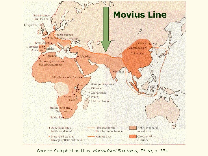 Movius Line Source: Campbell and Loy, Humankind Emerging, 7 th ed, p. 334 