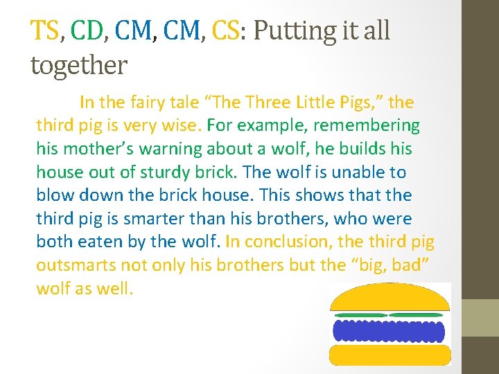 TS, CD, CM, CS: Putting it all together In the fairy tale “The Three