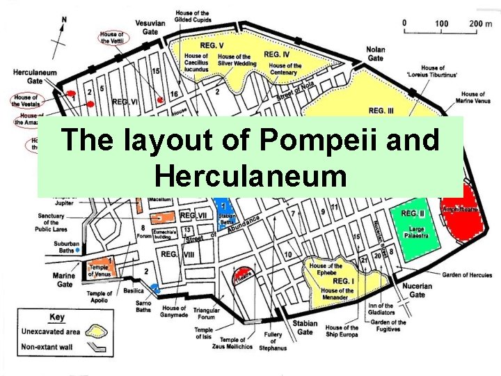 The layout of Pompeii and Herculaneum 