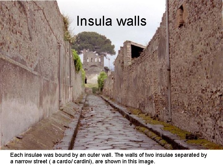 Insula walls Each insulae was bound by an outer wall. The walls of two