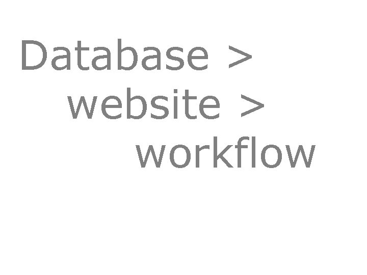 Database > website > workflow 8 