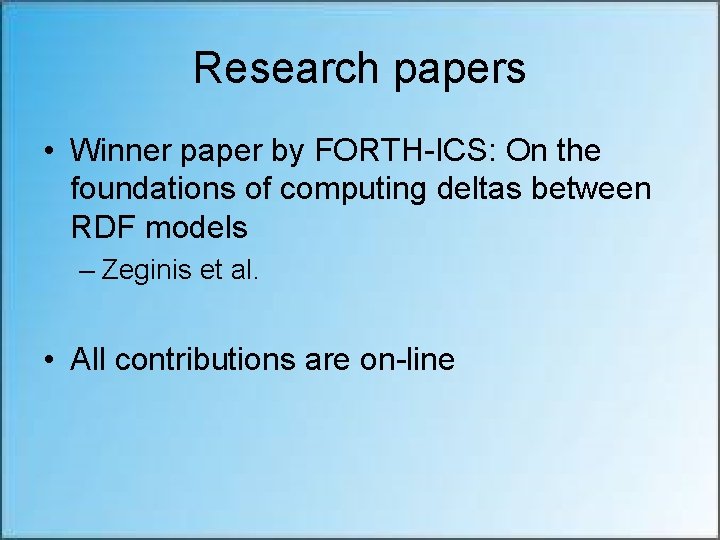 Research papers • Winner paper by FORTH-ICS: On the foundations of computing deltas between