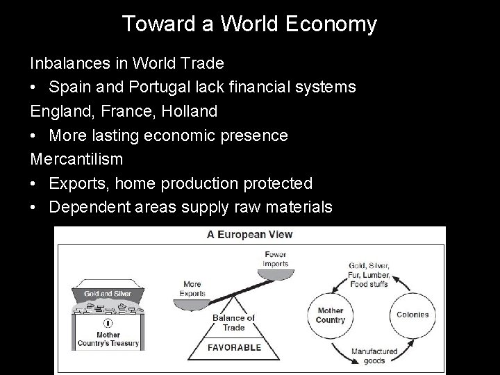 Toward a World Economy Inbalances in World Trade • Spain and Portugal lack financial