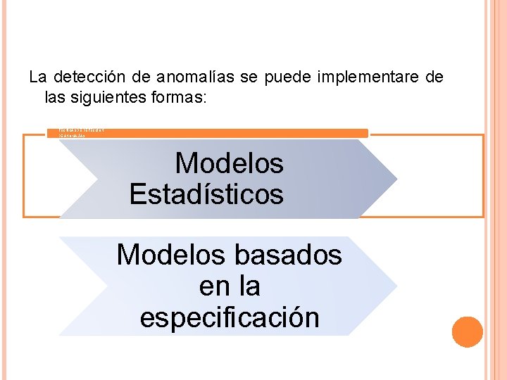 La detección de anomalías se puede implementare de las siguientes formas: TÉCNICAS DE DETECCIÓN