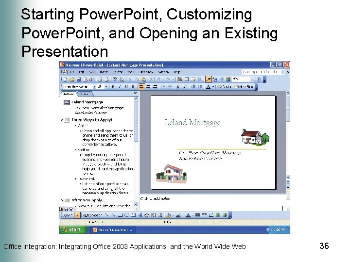 Starting Power. Point, Customizing Power. Point, and Opening an Existing Presentation Office Integration: Integrating