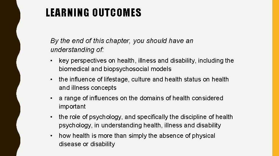 LEARNING OUTCOMES By the end of this chapter, you should have an understanding of: