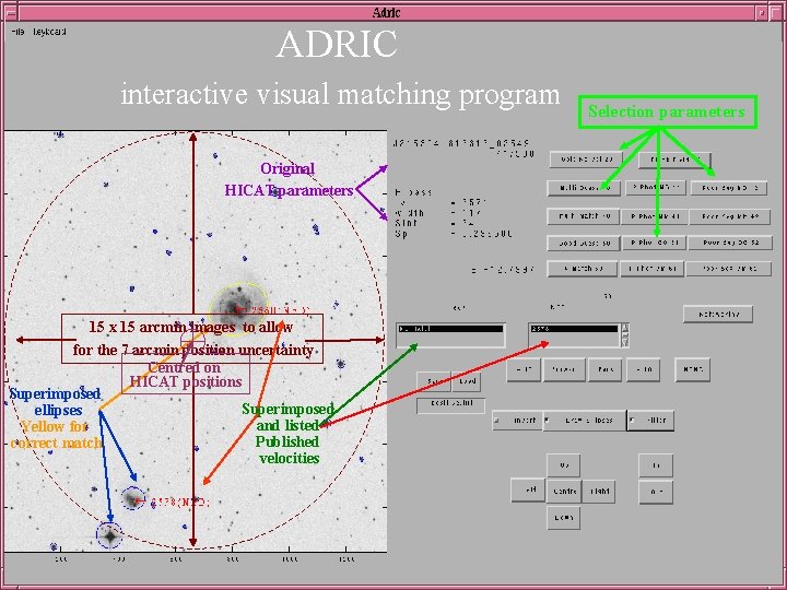 ADRIC interactive visual matching program Original HICAT parameters 15 x 15 arcmin images to