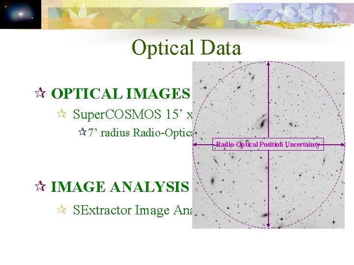 Optical Data ¶ OPTICAL IMAGES ¶ Super. COSMOS 15’ x 15’ Images ¶ 7’