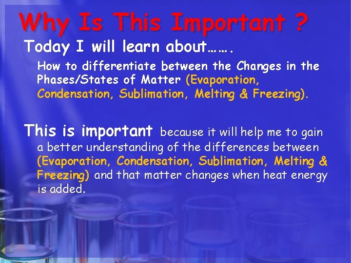 Why Is This Important ? Today I will learn about……. How to differentiate between