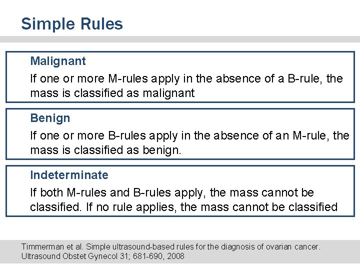 Simple Rules Malignant If one or more M-rules apply in the absence of a Simple Rules Malignant If one or more M-rules apply in the absence of a