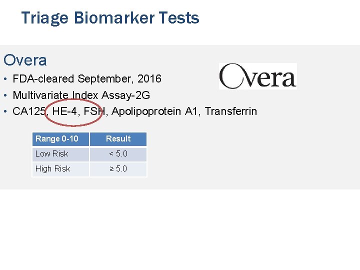 Triage Biomarker Tests Overa • FDA-cleared September, 2016 • Multivariate Index Assay-2 G • Triage Biomarker Tests Overa • FDA-cleared September, 2016 • Multivariate Index Assay-2 G •