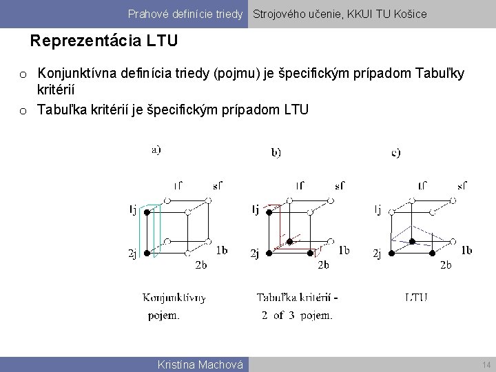 Prahové definície triedy Strojového učenie, KKUI TU Košice Reprezentácia LTU o Konjunktívna definícia triedy